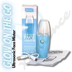 NEW! Ultrasonic Face Mister, Glow on the Go, Instant Dewy Skin, Blue